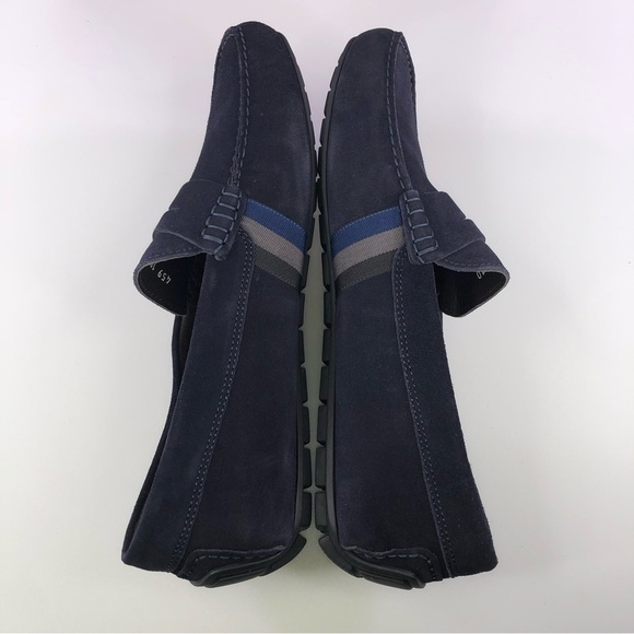 To Boot New York Adam Derrick Men’s Ocean Drive Suede Navy Blue Loafers - Picture 2 of 9